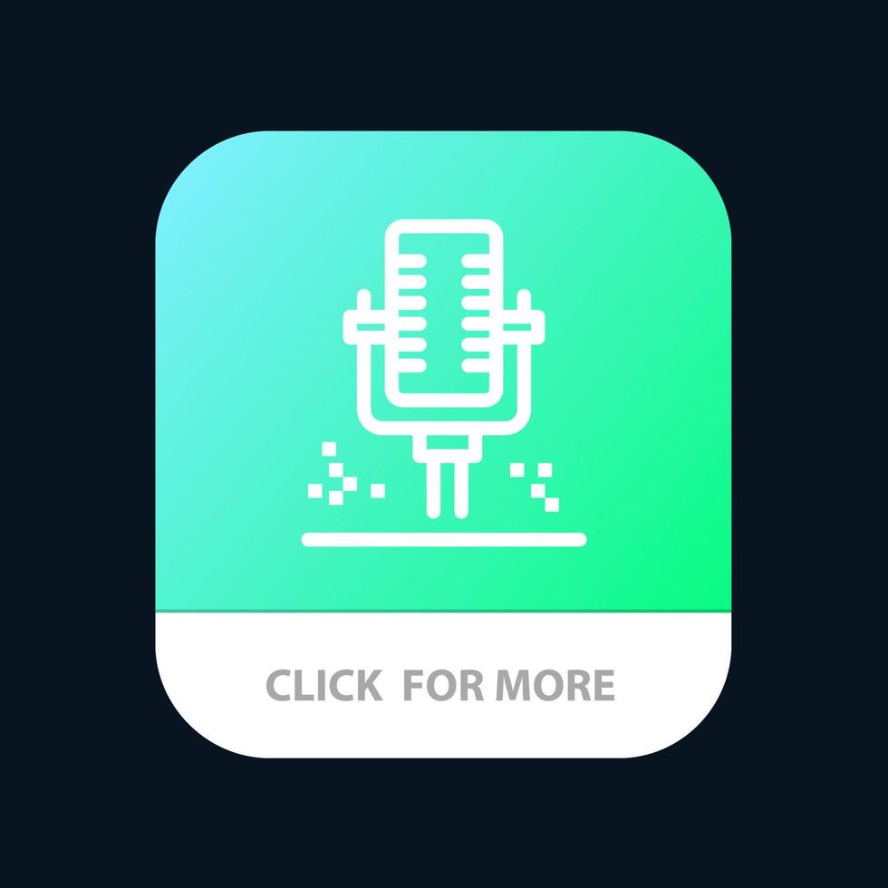 Mic Microphone Professional Recording Mobile App Button Android and IOS Line Version vector