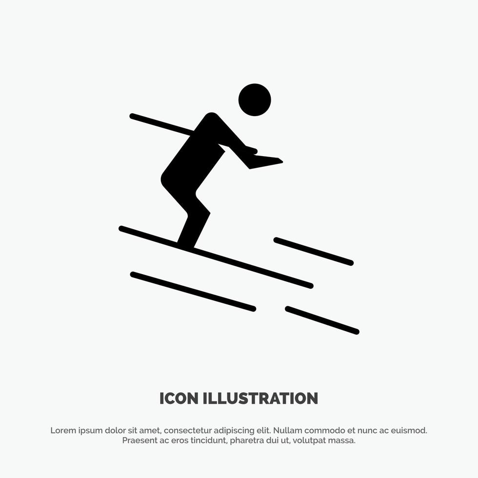 Activity Ski Skiing Sportsman solid Glyph Icon vector