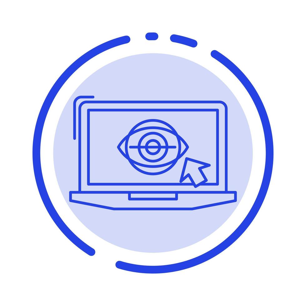 Laptop Monitor Lcd Presentation Blue Dotted Line Line Icon vector