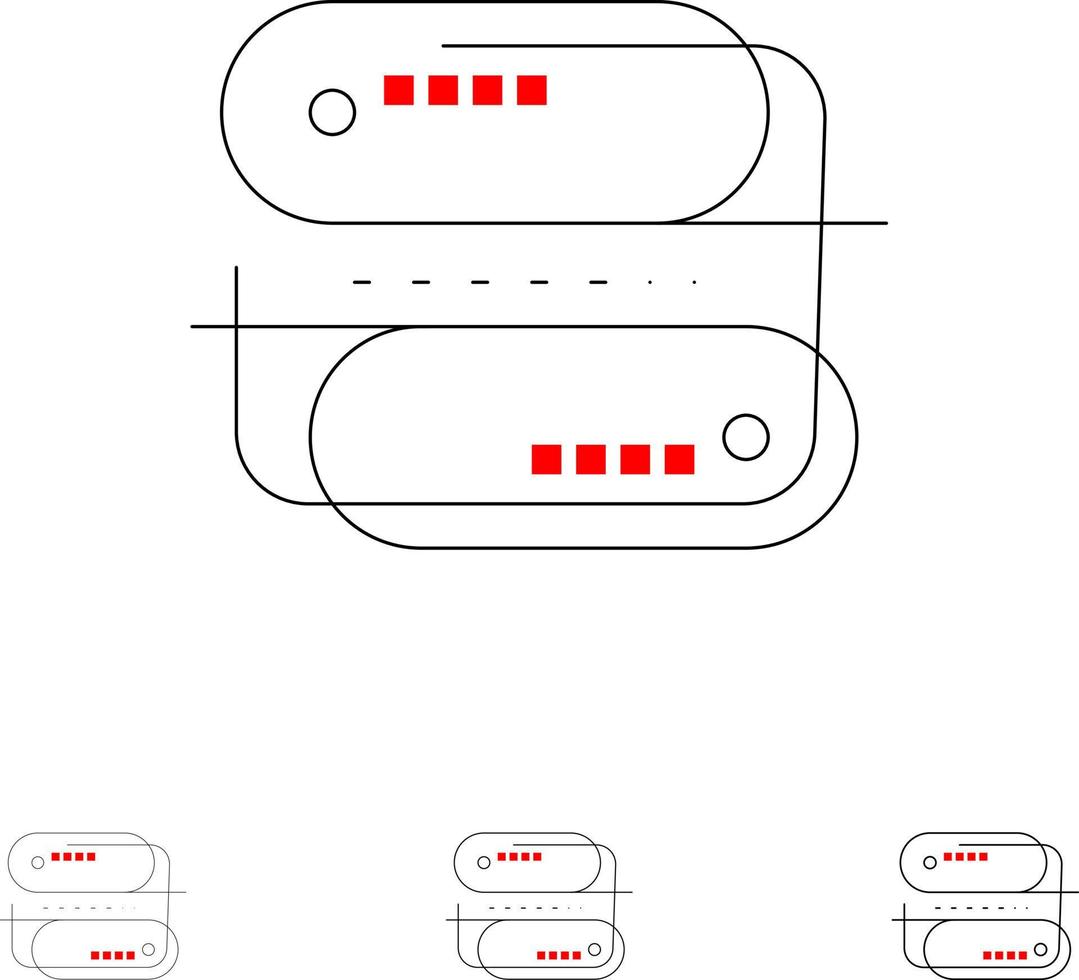 Block chain Technology Address Network Payment Bold and thin black line icon set vector