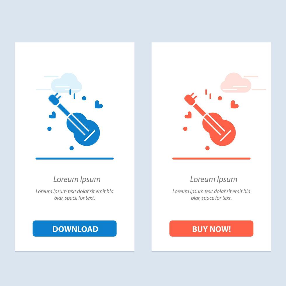 Guitar Song Music Love  Blue and Red Download and Buy Now web Widget Card Template vector
