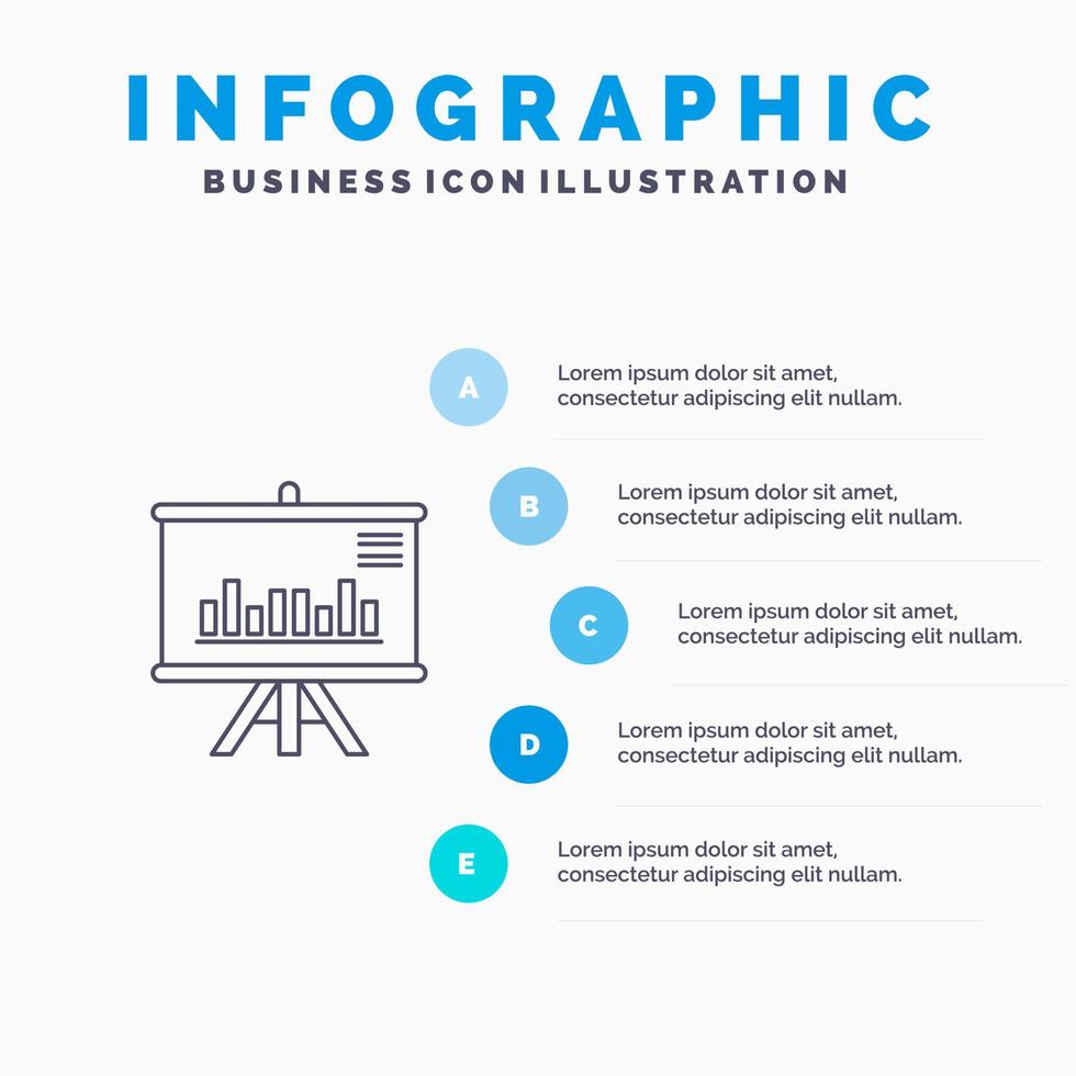 icono de línea de negocio de gráfico de proyecto de presentación con fondo de infografía de presentación de 5 pasos vector