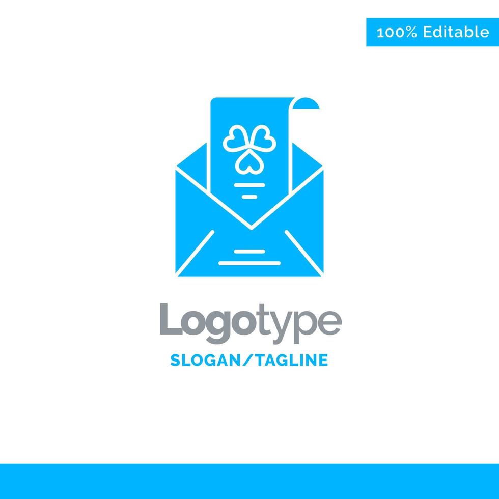 correos electrónicos sobre saludo invitación plantilla de logotipo sólido azul lugar para eslogan vector