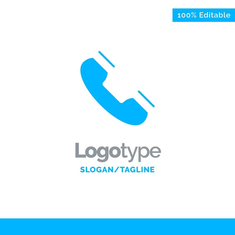 llamada contacto teléfono teléfono anillo azul sólido logotipo plantilla lugar para eslogan vector