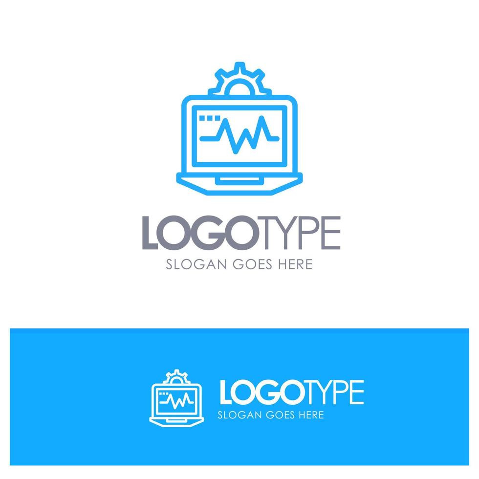 Laptop Computer Setting Computing Blue Logo Line Style vector