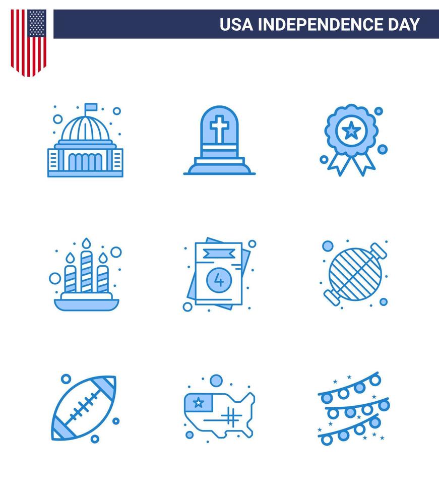 9 iconos creativos de estados unidos, signos de independencia modernos y símbolos del 4 de julio de amor, medalla de fuego rasgadura ligera, elementos de diseño vectorial editables del día de estados unidos vector