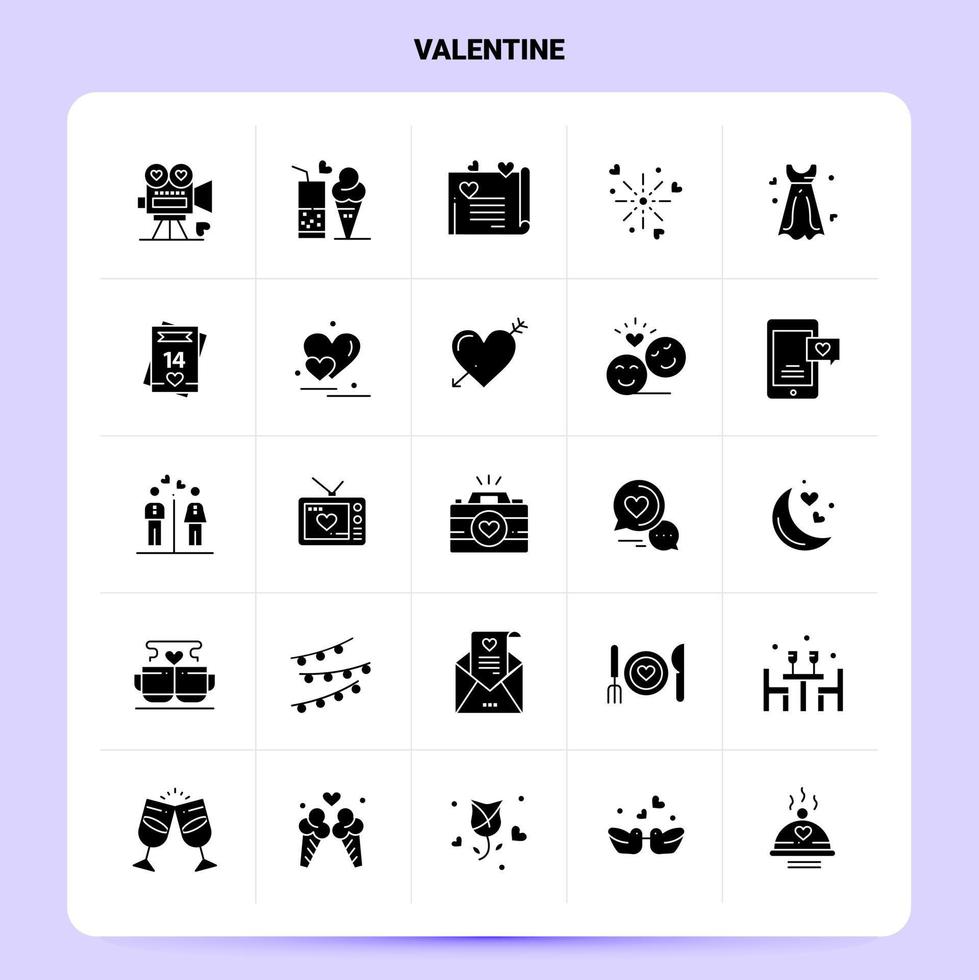 Solid 25 Valentine Icon set Vector Glyph Style Design Black Icons Set Web and Mobile Business ideas design Vector Illustration