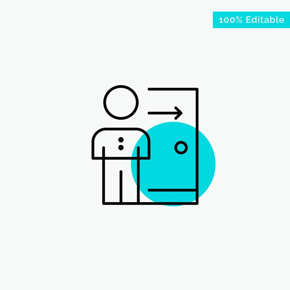 Dismissal Employee Exit Job Layoff Person Personal turquoise highlight circle point Vector icon
