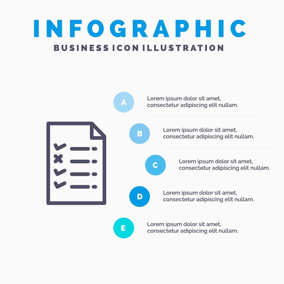 Document File Education Line icon with 5 steps presentation infographics Background vector
