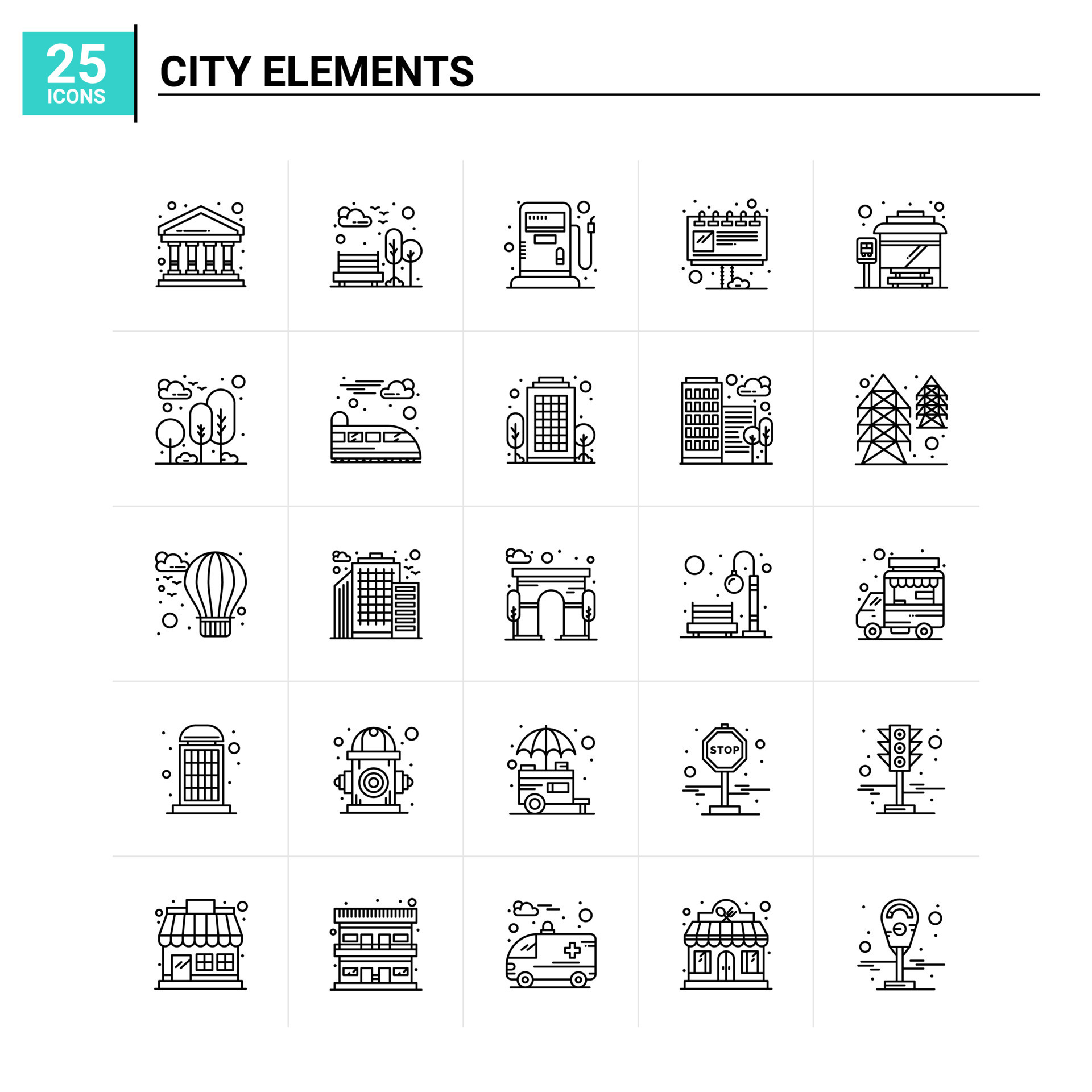 25 City Elements Icon Set Vector Background 17986990 Vector Art At Vecteezy 25-city-elements-icon-set-vector-background-17986990-vector-art-at-vecteezy