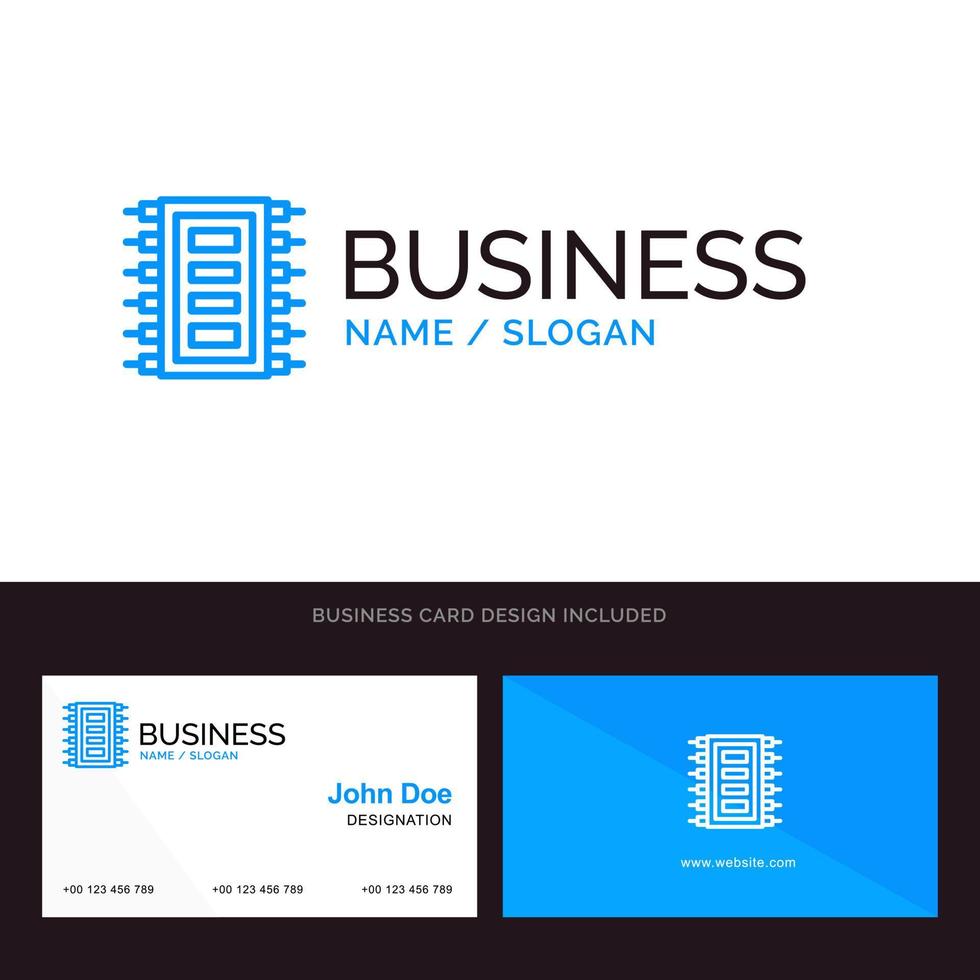 Tech Hardware Chip Computer Connect Blue Business logo and Business Card Template Front and Back Design vector