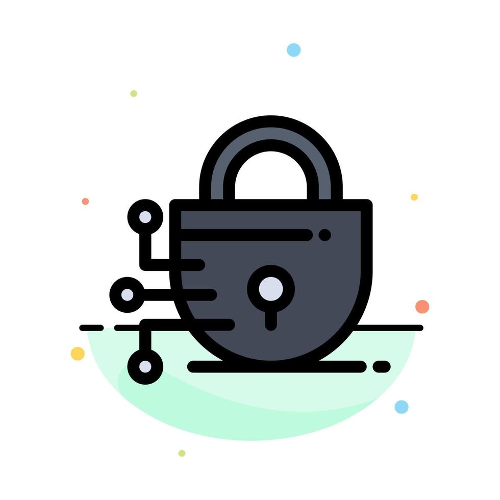 Digital Lock Technology Abstract Flat Color Icon Template vector