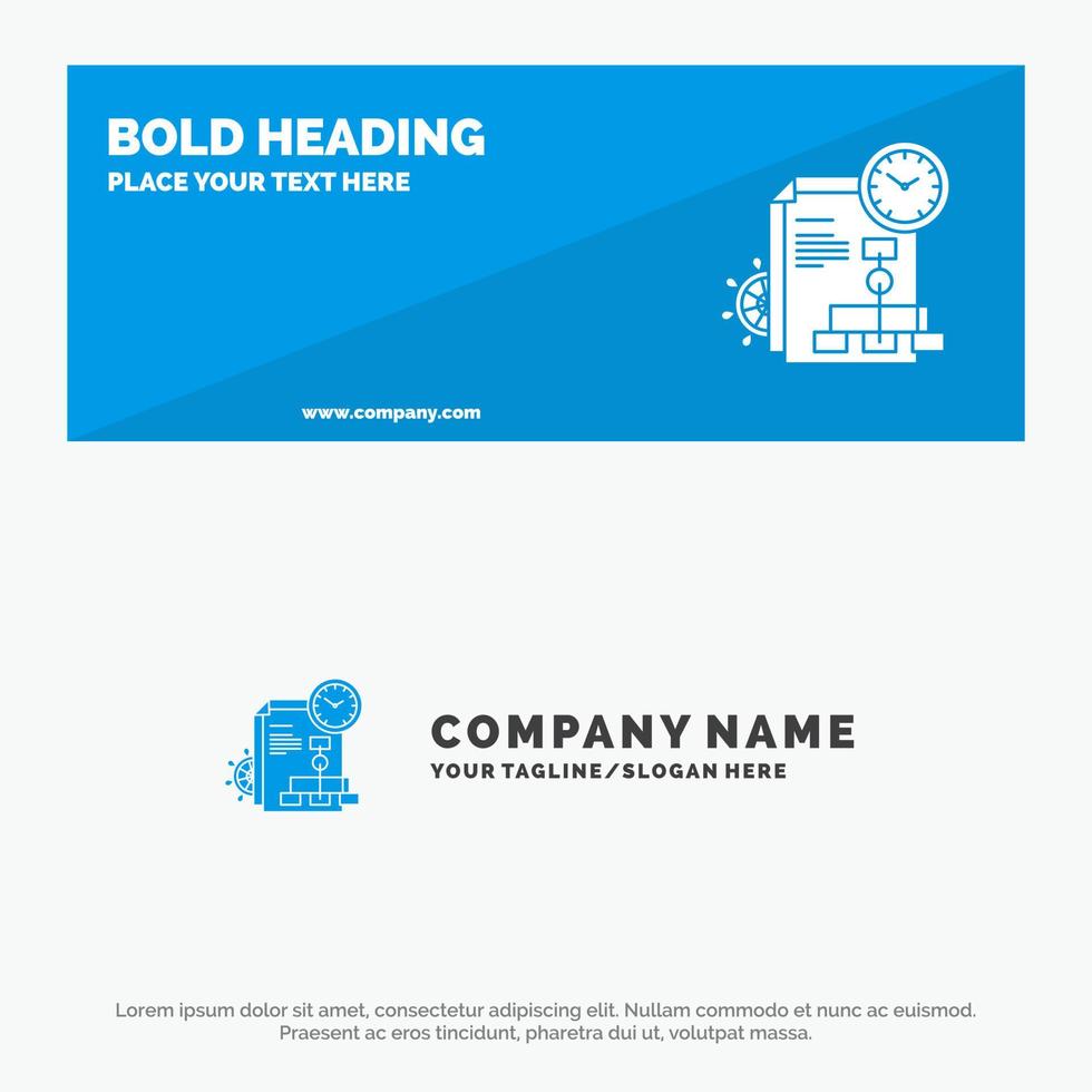 Time File Report Business SOlid Icon Website Banner and Business Logo Template vector