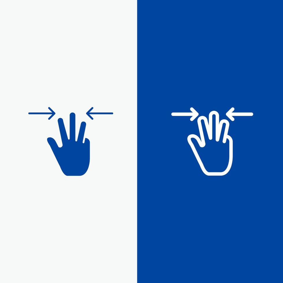 Gestures Hand Mobile Three Fingers Line and Glyph Solid icon Blue banner Line and Glyph Solid icon Blue banner vector