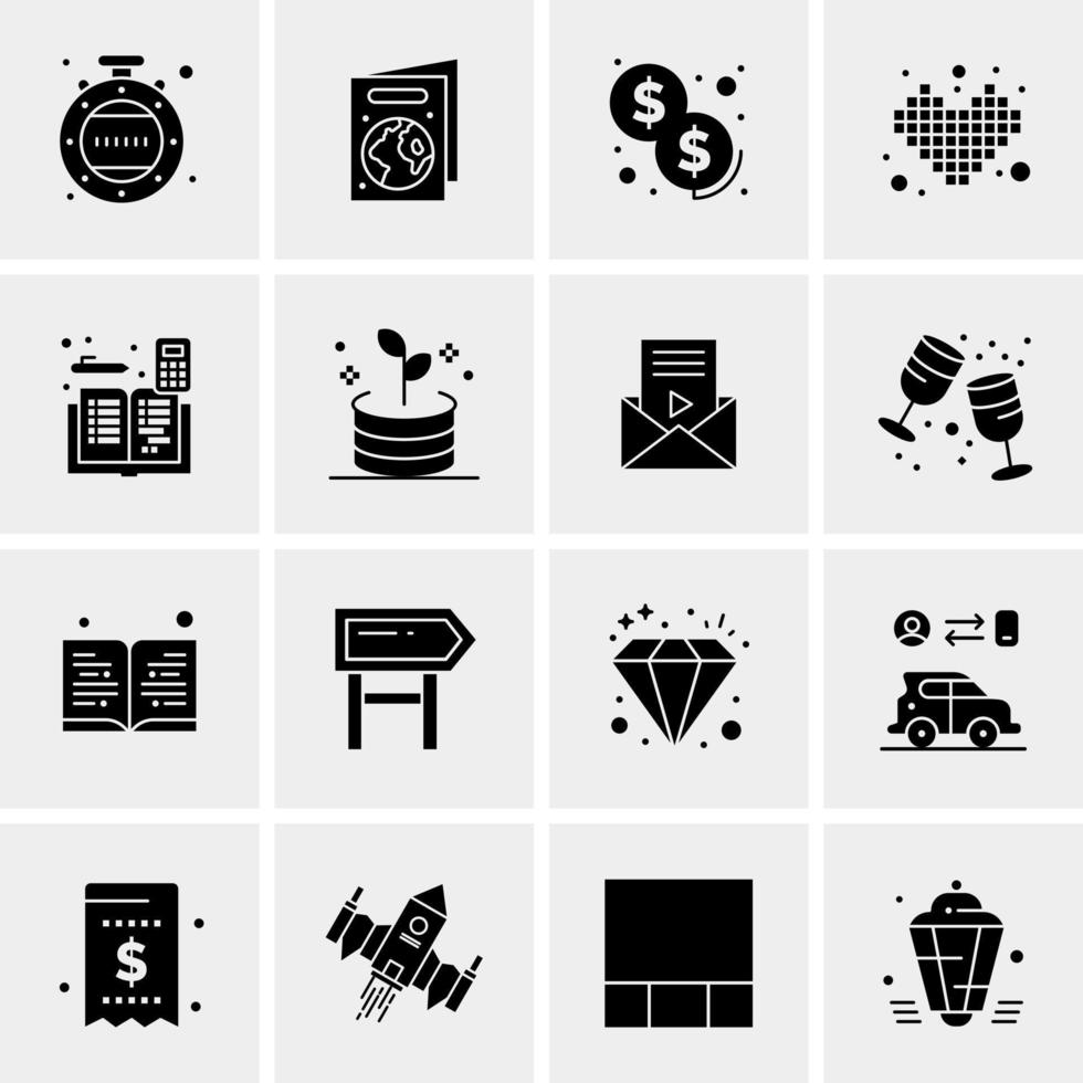 16 iconos universales de negocios vector ilustración de icono creativo para usar en proyectos relacionados con la web y dispositivos móviles