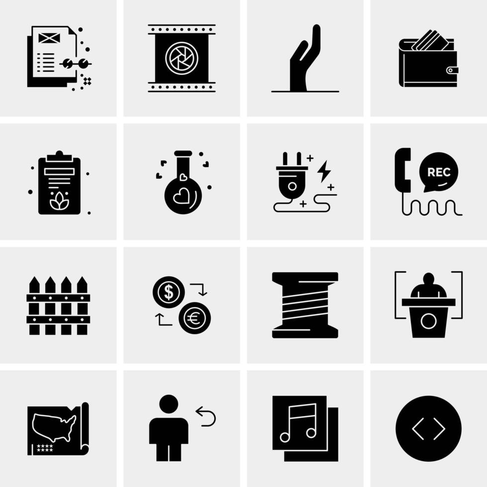 16 iconos universales de negocios vector ilustración de icono creativo para usar en proyectos relacionados con la web y dispositivos móviles