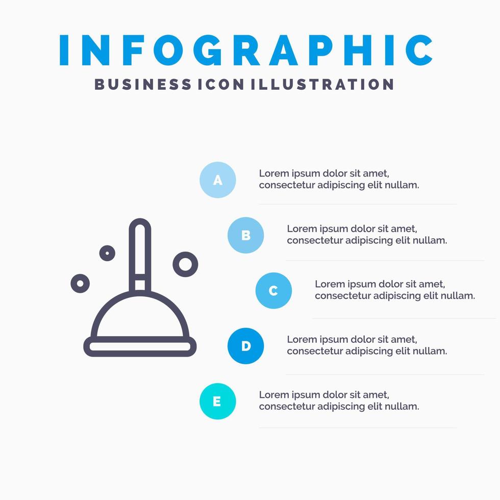 Broom Cleaning Mop Witch Line icon with 5 steps presentation infographics Background vector