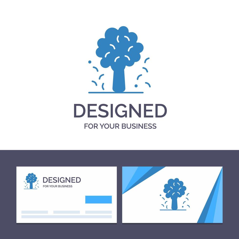 tarjeta de visita creativa y plantilla de logotipo árbol manzana manzano naturaleza primavera vector ilustración