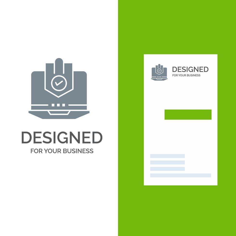 Antivirus Computer Internet Laptop Protected Protection Security Grey Logo Design and Business Card Template vector