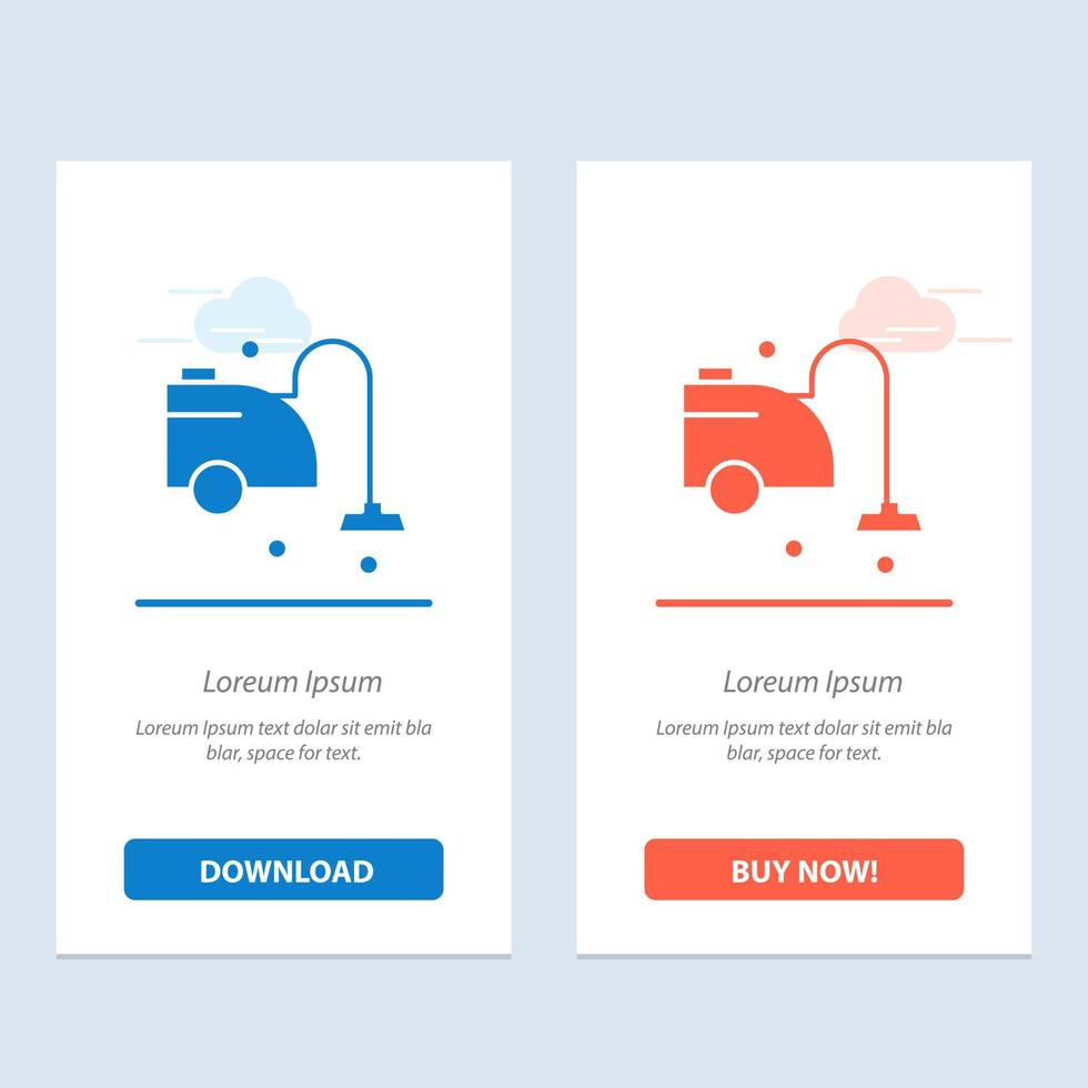 Clean Cleaner Cleaning Vacuum  Blue and Red Download and Buy Now web Widget Card Template vector