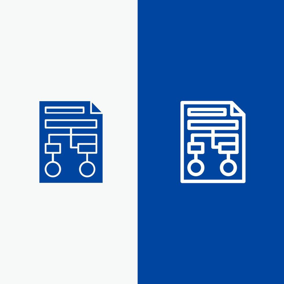 Graph Paper Process Wireframe Document Line and Glyph Solid icon Blue banner Line and Glyph Solid icon Blue banner vector