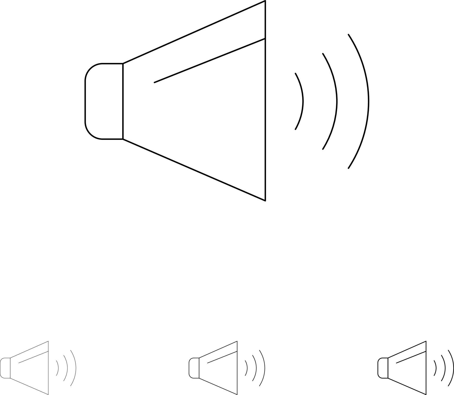 Sound Speaker Volume On Bold and thin black line icon set 17987714
