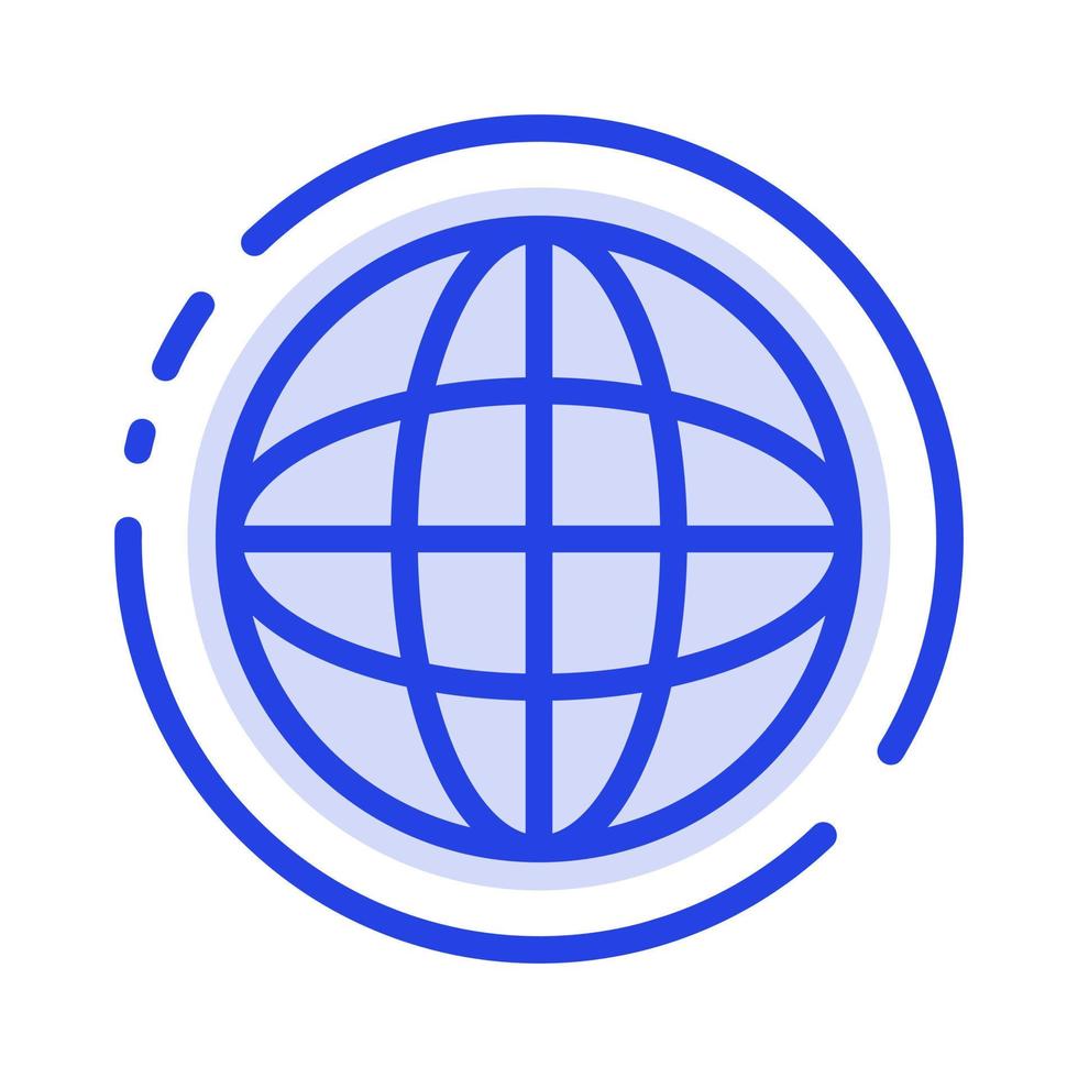 World Globe Internet Education Blue Dotted Line Line Icon vector
