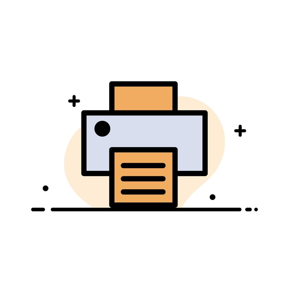 Printer Print Printing  Business Flat Line Filled Icon Vector Banner Template