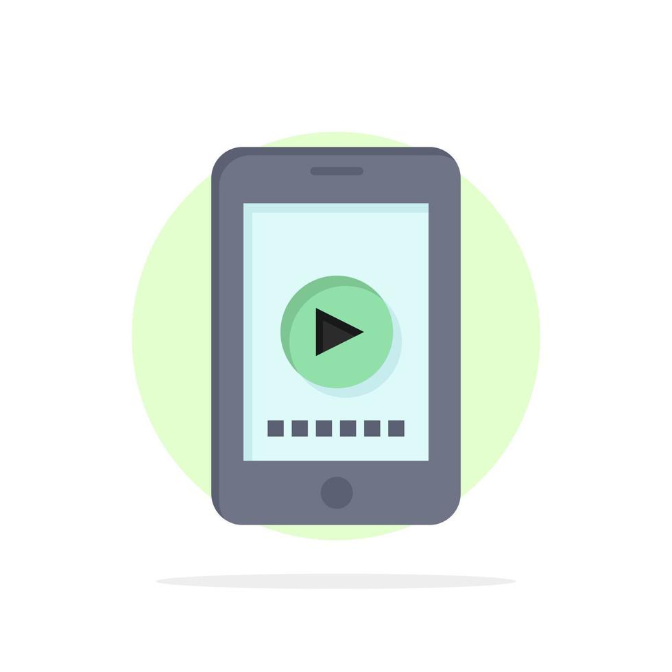 Phone Cell Play Video Abstract Circle Background Flat color Icon vector