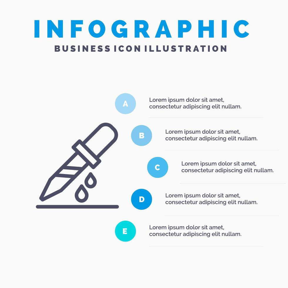 Drop Dropper Medical Medicine Line icon with 5 steps presentation infographics Background vector