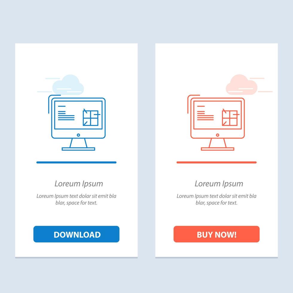 Computer Construction Repair Lcd Design  Blue and Red Download and Buy Now web Widget Card Template vector