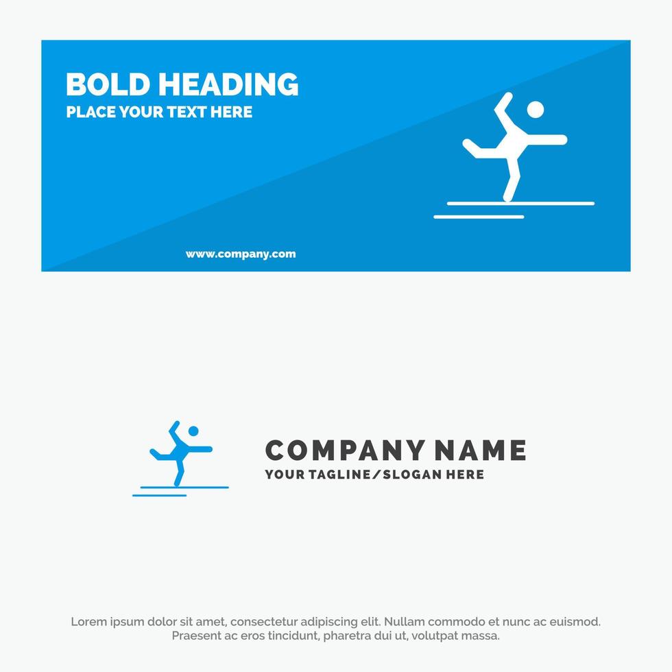 Athlete Gymnastics Performing Stretching SOlid Icon Website Banner and Business Logo Template vector