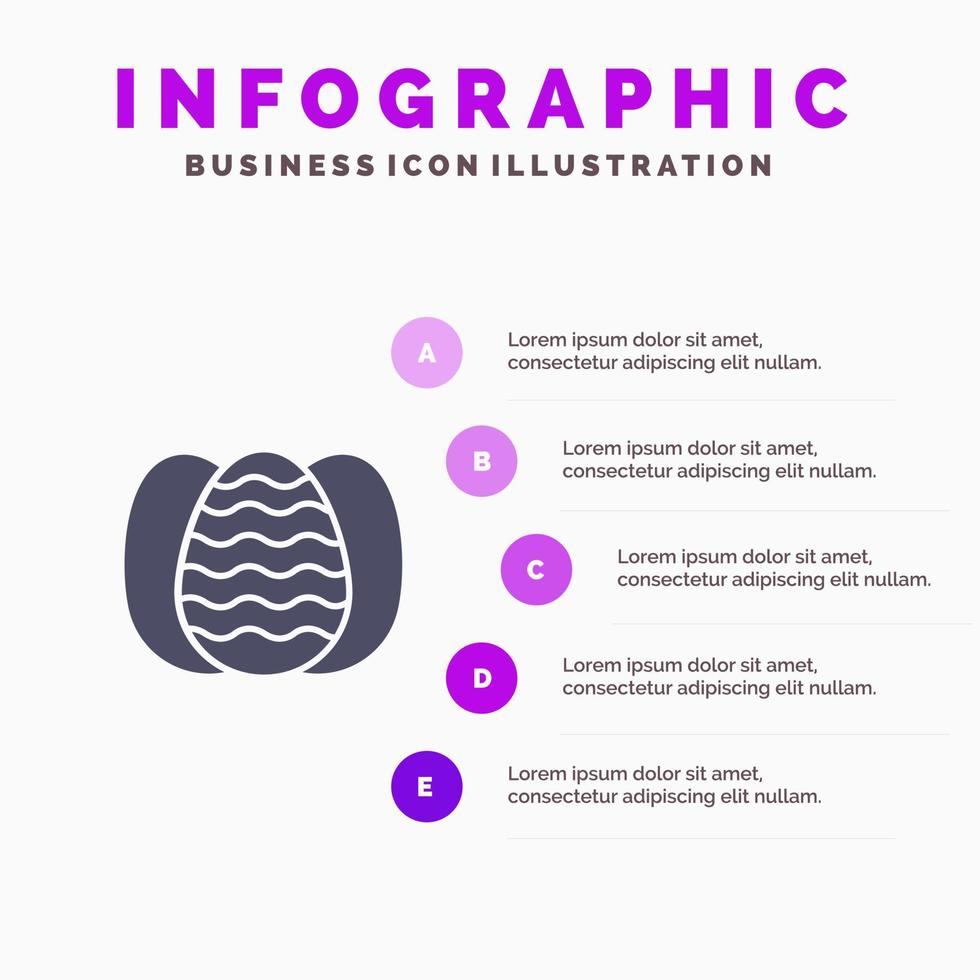 huevo pascua conejo naturaleza sólido icono infografía 5 pasos presentación antecedentes vector