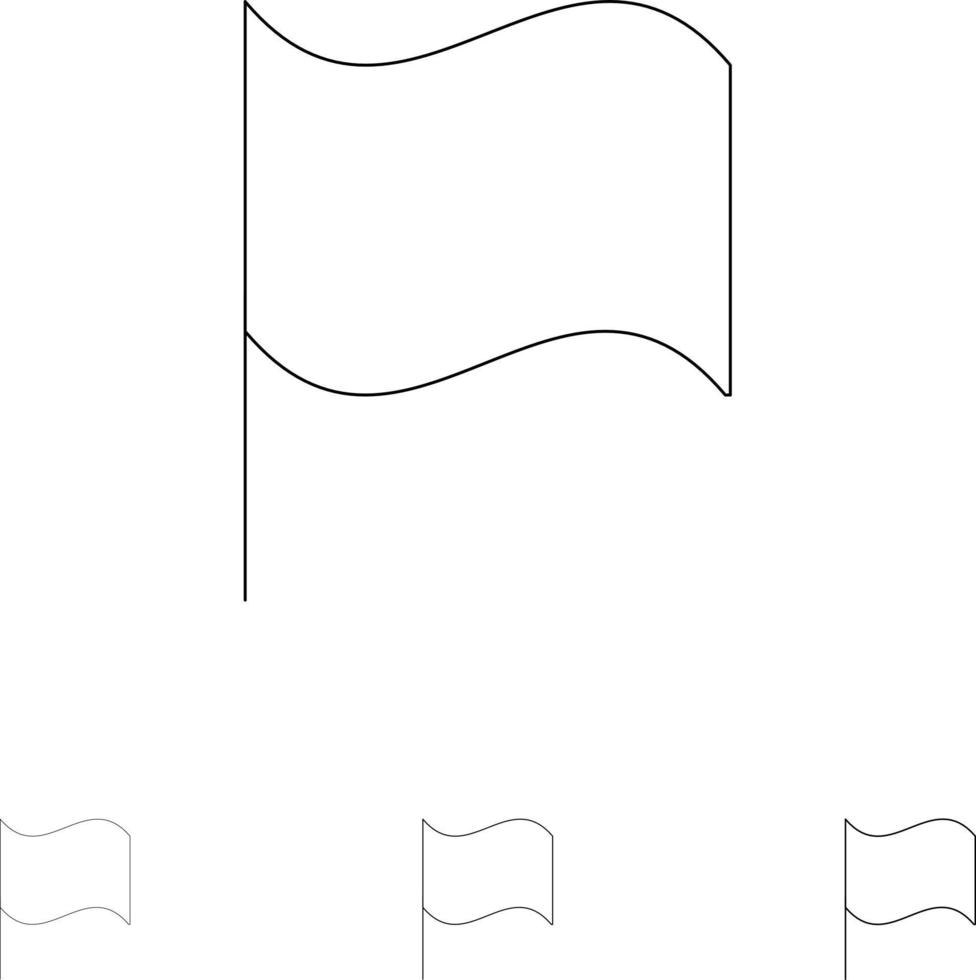 Basic Flag Ui Bold and thin black line icon set vector