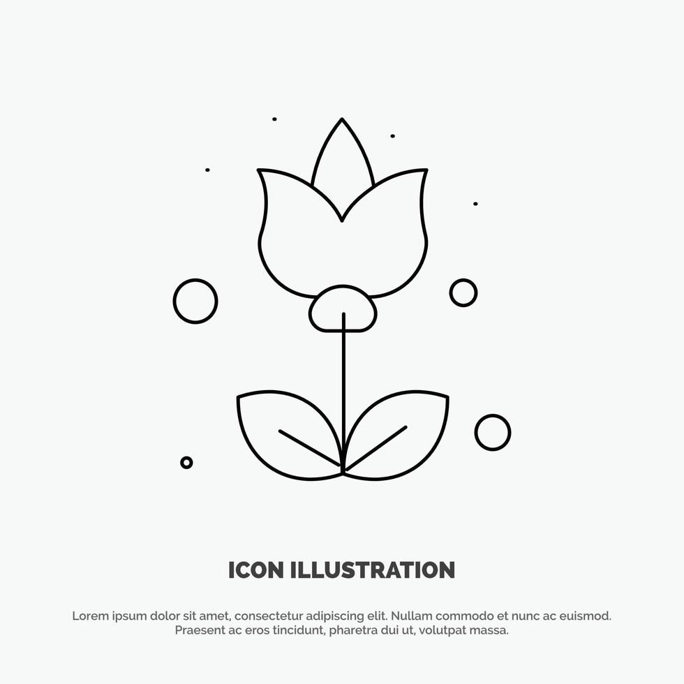 Flower Flora Floral Flower Line Icon Vector