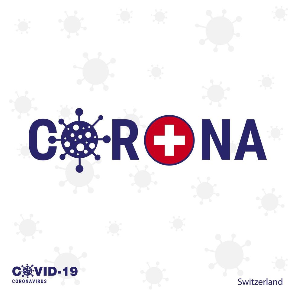 suiza coronavirus tipografía covid19 bandera del país quédese en casa manténgase saludable cuide su propia salud vector