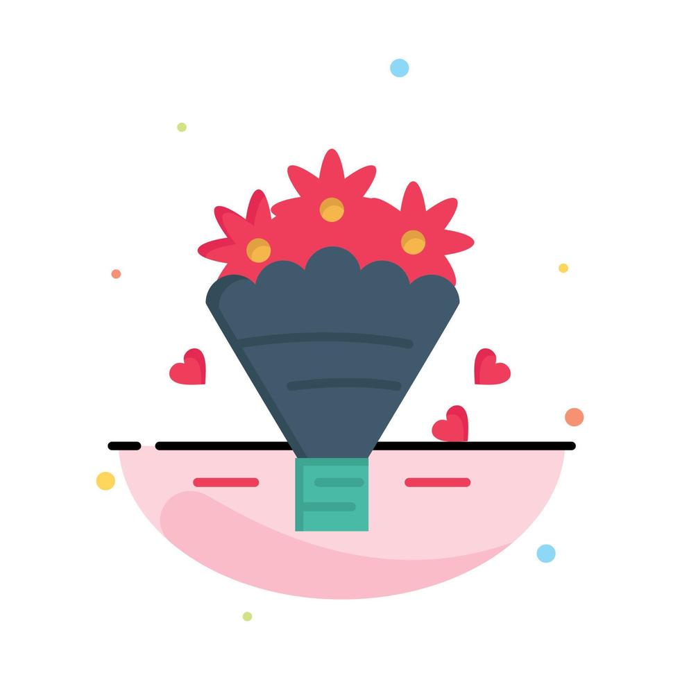Pop cone Love Heart Wedding Abstract Flat Color Icon Template vector