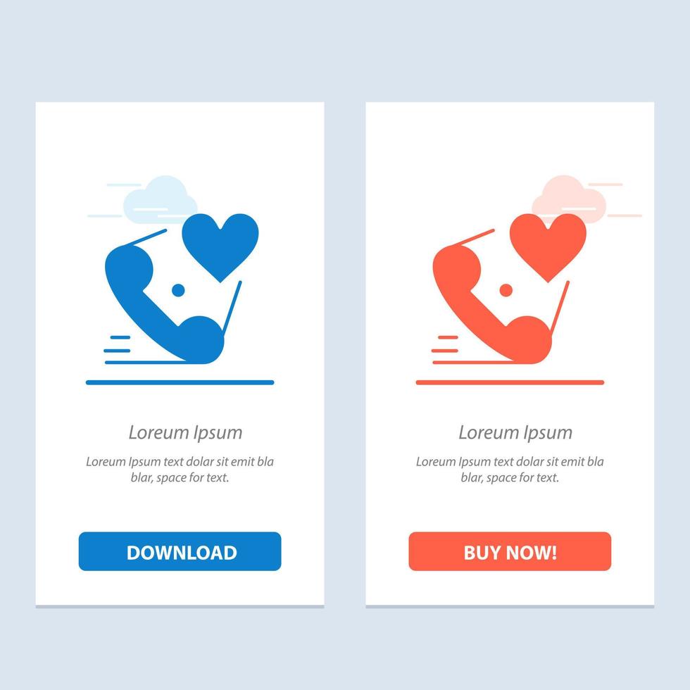 llamada telefónica corazón amor san valentín azul y rojo descargar y comprar ahora plantilla de tarjeta de widget web vector