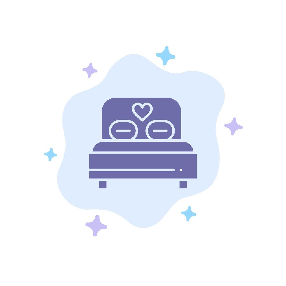 Bed Love Heart Wedding Blue Icon on Abstract Cloud Background vector
