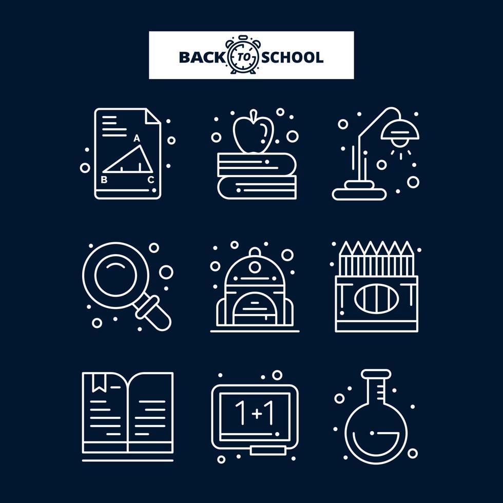 Back to School icon Education and Learning line icons set vector