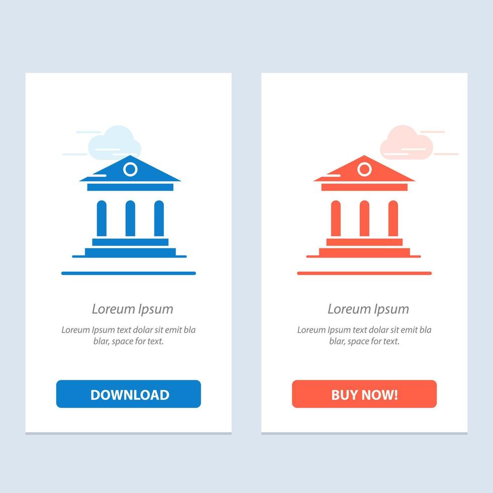 University Bank Campus Court  Blue and Red Download and Buy Now web Widget Card Template vector