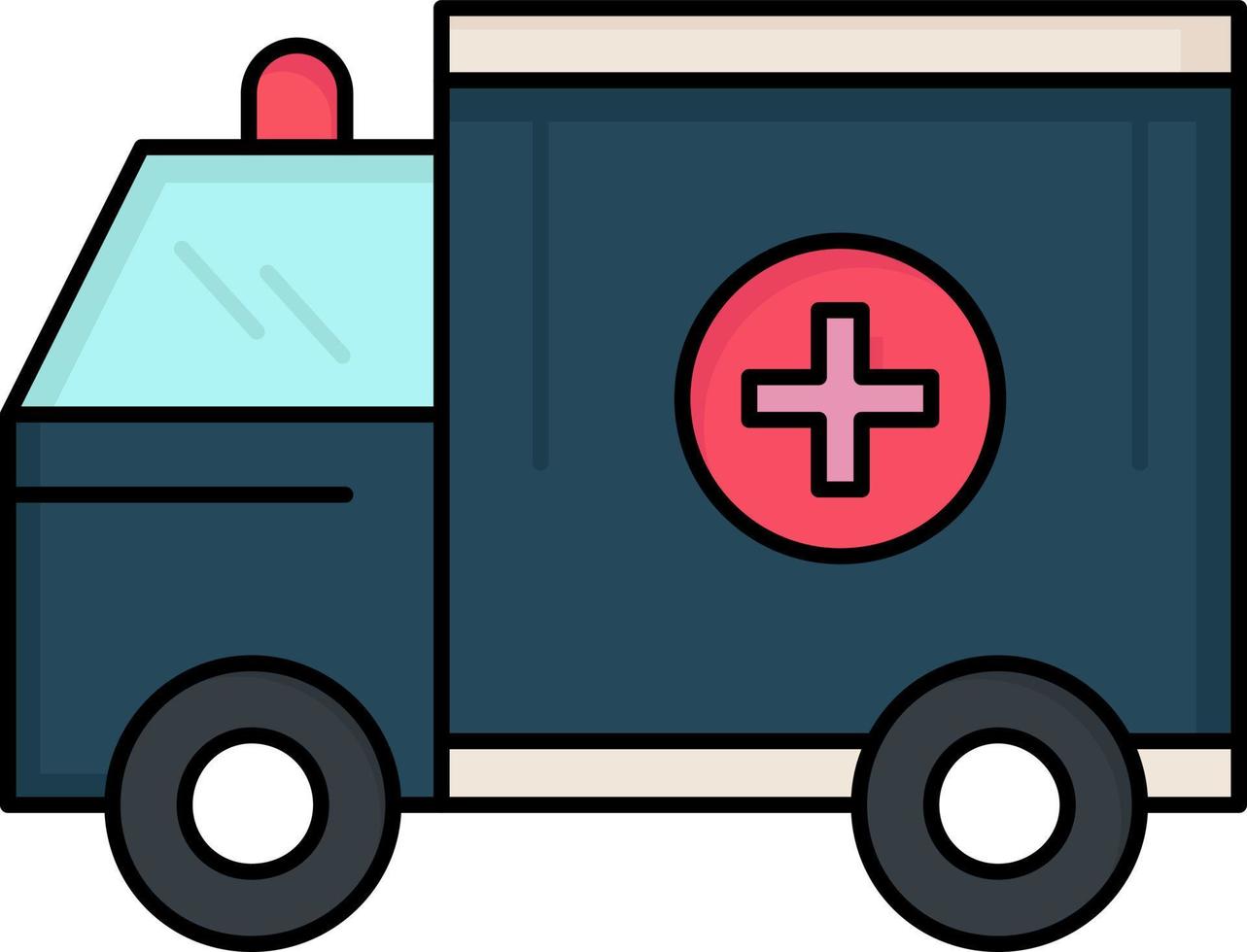 ambulancia camión ayuda médica van color plano icono vector