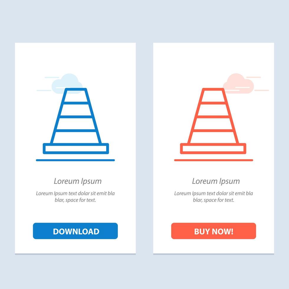 Cone Construction Tool  Blue and Red Download and Buy Now web Widget Card Template vector