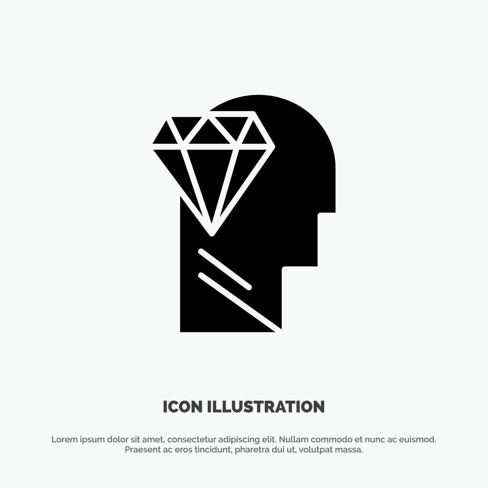 Mind Perfection Diamond Head solid Glyph Icon vector