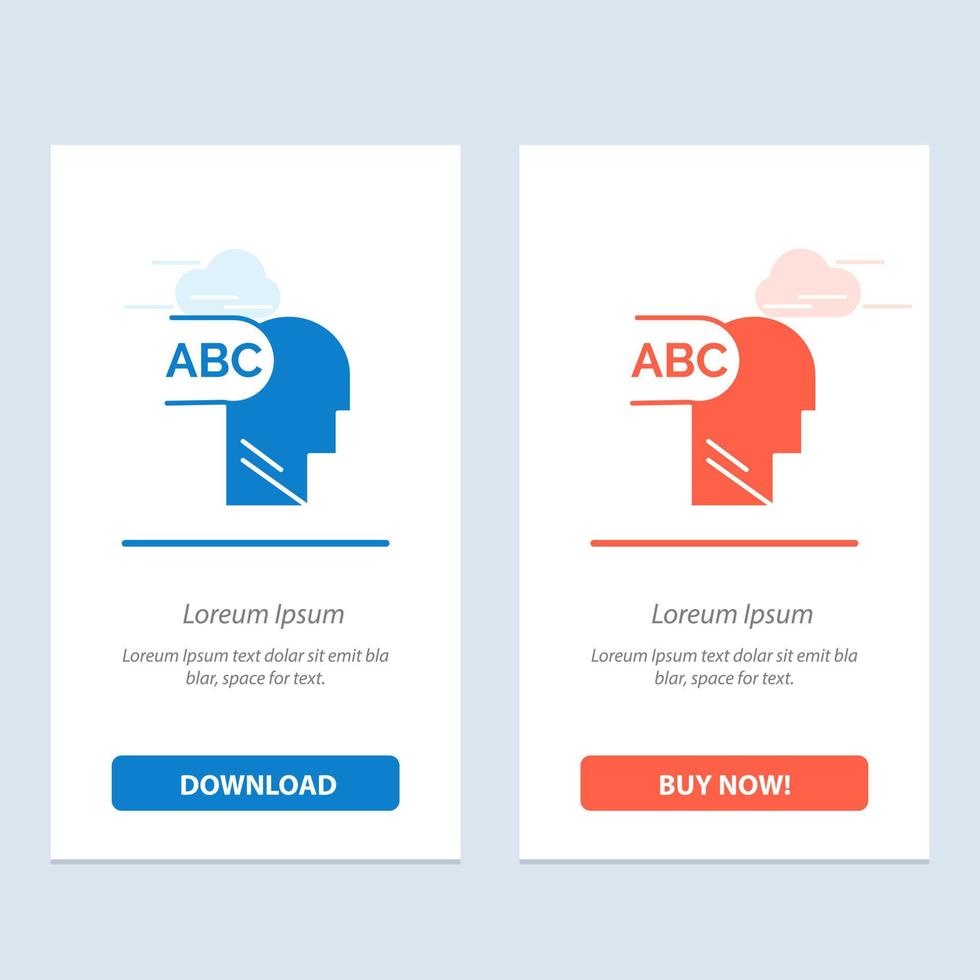Elementary Knowledge Head  Blue and Red Download and Buy Now web Widget Card Template vector