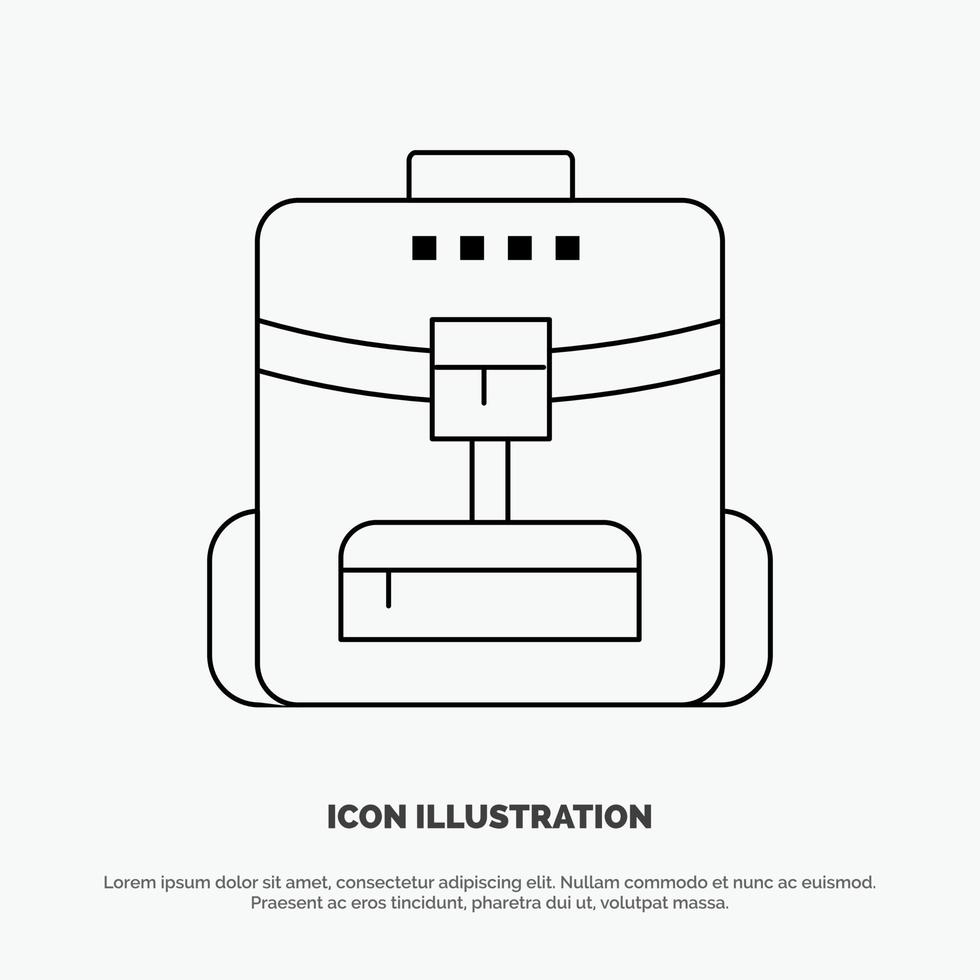 Bag Back bag School Service Vector Line Icon