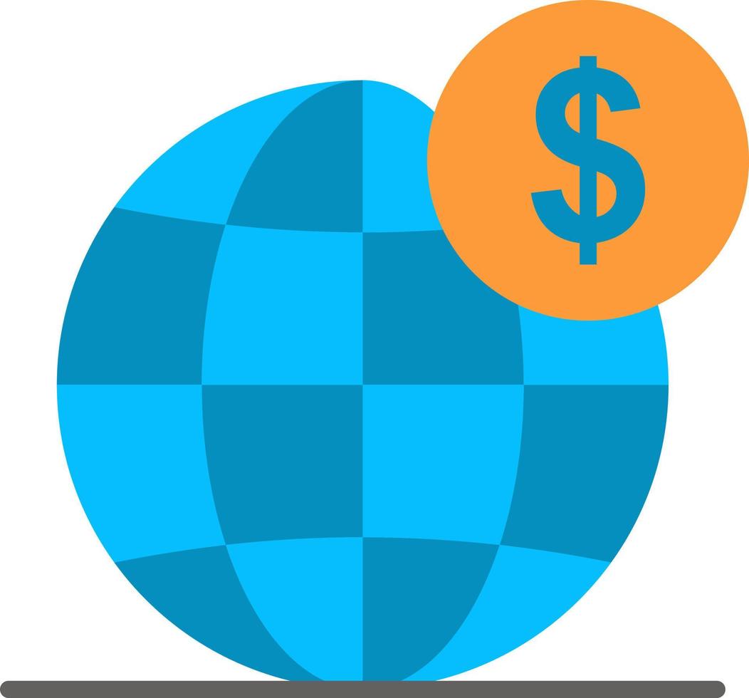 dólar negocio global globo internacional color plano icono vector icono banner plantilla