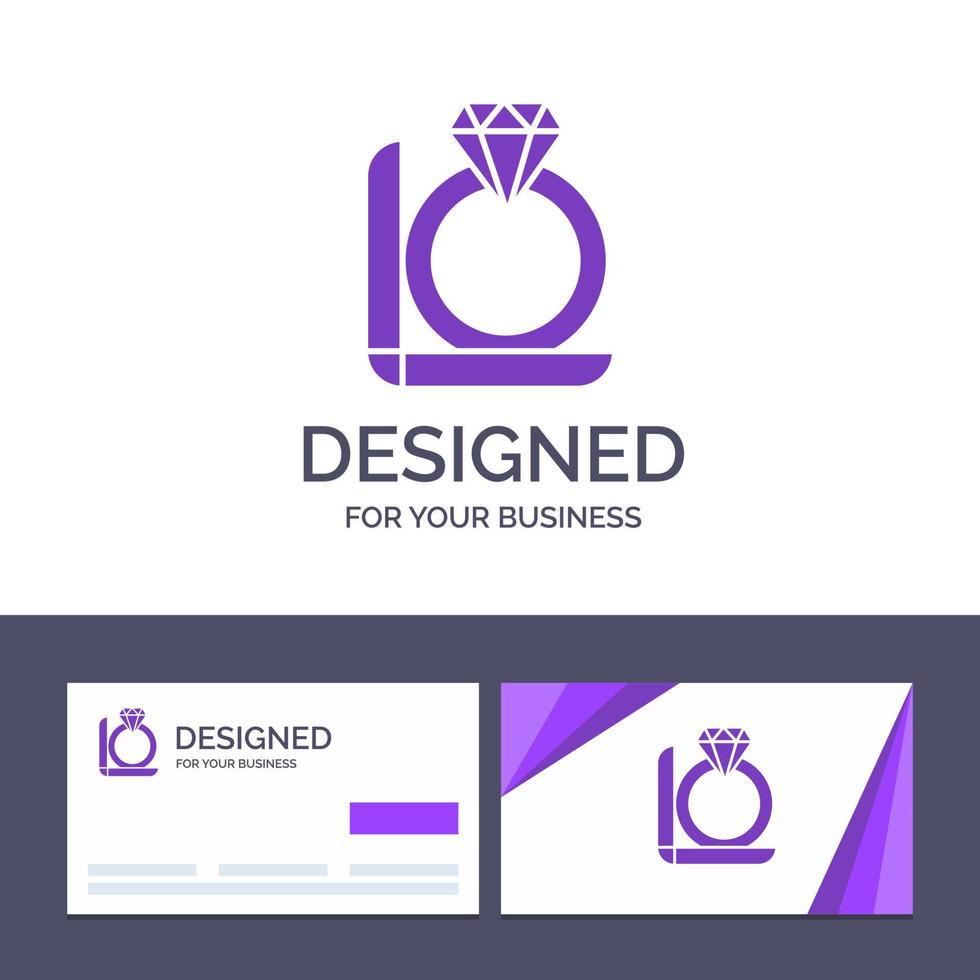 Creative Business Card and Logo template Ring Diamond Gift Box Vector Illustration