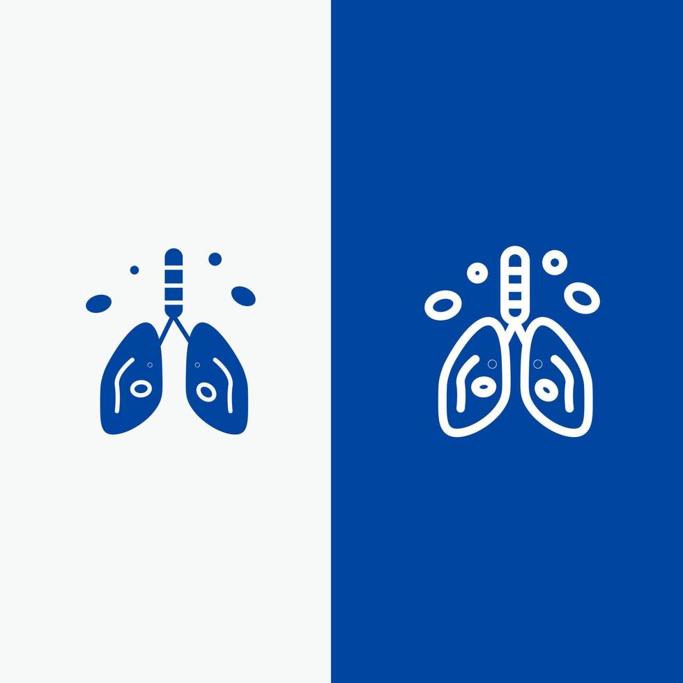 contaminación cáncer corazón pulmón órgano línea y glifo icono sólido bandera azul línea y glifo icono sólido bandera azul vector