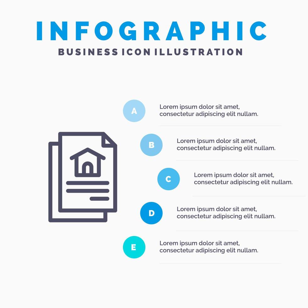 File Document House Line icon with 5 steps presentation infographics Background vector